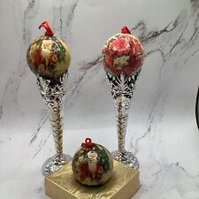 Vintage Old World Christmas Paper Mache Wrap Around Design Ornaments. picture