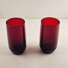 Set of 2 Anchor Hocking Royal Ruby Red Flat Tapered Tumbler Glass 5