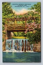 Philadelphia PA-Pennsylvania, Fairmount Park, Waterfall, Bridge Vintage Postcard picture