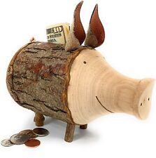 Piggy Bank, Wood Piggy Bank for Kids, Woodland Nursery Decor, Baby Shower Gift picture
