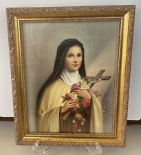 Vintage Framed 8x10 Lithograph Of Saint Teresa Printed In Italy picture