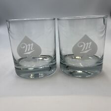 Set Of 2 Miller Beer Etched Glasses w/ Spade Logo -11 Oz Collectible Advertising picture