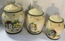 Linda Spivey Country Garden Large Canister W/Birds Bees & Flowers Set Of 3 picture