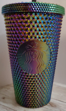 Starbucks  Limited Edition Studded Oil Slick Rainbow Iridescent Tumbler 24oz NEW picture
