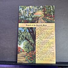 Legend of Spanish Moss Poem Indian Maiden escapes assault Vintage Linen Postcard picture
