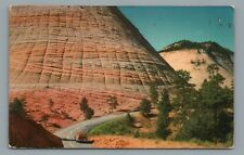 Checkerboard Mesa Entrance to Zion National Park Utah Vintage Postcard picture