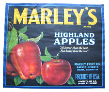 Original rare MARLEY'S apple crate label Naches Heights Yakima, Washington picture