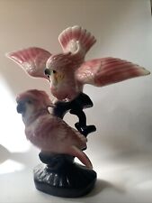 Vintage Ceramic Pink Cockatoos/ Cockatiels Bird Figurine 9 1/2” picture