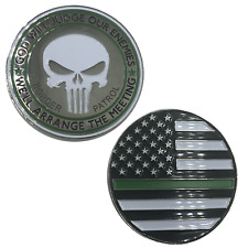 SK-009 Rare Border Patrol Thin Green Line Skull God Will Judge Challenge Coin Po picture