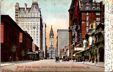 Postcard Philadelphia Pa. Broad Street Looking North From Spruce Street 1907 picture