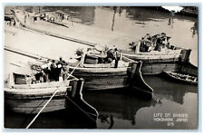 Yokohama Japan RPPC Photo Postcard Life on Barges Boat c1950's Vintage picture