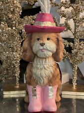 Humane Society Resin Figurine Dog Wearing Pink Hat & Booties picture