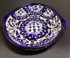 Mexican Talavera Dinnerware Handpainted Dish Bowl, Lead Free, Cobalt picture