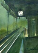 Waitin' on a Train : Impressionist : Signed LE Art Print : Sandra Watercolors™ picture