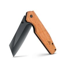 FLISSA Folding Utility Knife Wood Handle 4.75 Reverse Tanto Folding Pocket Knife picture