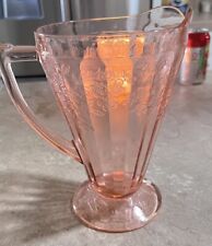 1930s Pink Jeanette Pitcher Blossoms French Country Depression Glass 36 Oz EUC picture