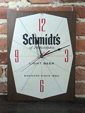 VTG SCHMIDT'S LIGHT BEER OF PHILADELPHIA PA WOOD CLOCK. SCHMIDT & SONS 1970 picture