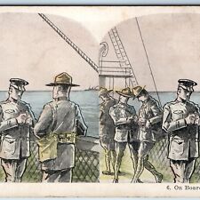 c1910s WWI On Board Ship SS Steamship Transport Soldier Art Stereoview Army V47 picture