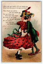 c1905 Valentine Poem Sweet Couple Hugging Scottish Unposted Antique Postcard picture
