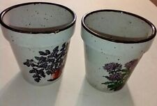 Price Imports Japan Lot Of Two Small Speckled Pottery Planters - Flower Pots Vtg picture