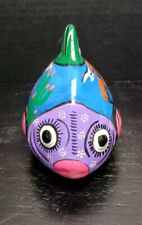 Vintage Talevera Mexican Pottery Folk Art Hand Painted Fish 7