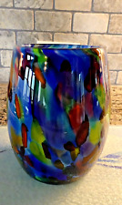 2020 Dehanna Jones Glass Starry Night Blue Magic Votive Candle Holder Vase Signd picture