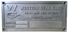Old Cast WESTERN GEAR CORP. Heavy Machinery Division Marker Plaque Sign WA 15