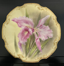 Antique LRL Limoges France Hand Painted Signed Orchid Flower Plate 8.5” picture