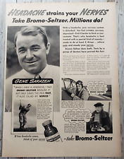 1939 Print Ad Emerson's Bromo-Seltzer For Headaches Pilot Golfer Vintage picture