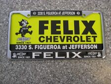 Felix Chevrolet License Plate Frame, With Board, Single, Metal Chromed, Unused picture