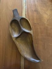 Vintage Monkey Pod Hand Made Wood Pepper Dish Philippines picture