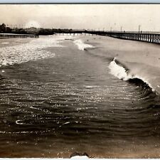 c1910s Unknown Large Pier RPPC Boardwalk Ocean Waves Real Photo Wharf Jetty A126 picture