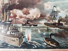 C 1907 Battleships Endeavoring to Force a Landing Maritime Battle Scene Postcard picture