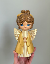 Vintage Gold Christmas Angel Caroler Choir Singing Ceramic Figurine MCM 60s 70s picture