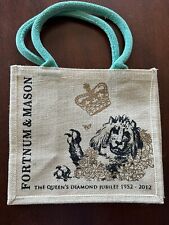Fortnum And Mason Queen Elizabeth II Diamond Jubilee Jute Small Market Bag NEW picture