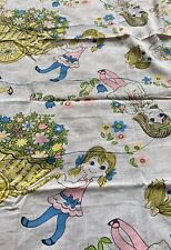 Vintage 60’s 70’s Sleeping Bag Fabric, Girls And Flowers, Big Eyes, 60” Long. picture