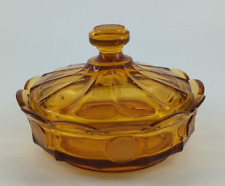 Fostoria Coin Glass Amber Candy Dish with Lid  6.5