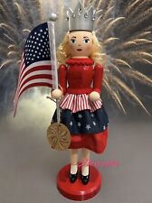 Patriotic Wooden Nutcracker Princess Girl With American Flag New 14“ picture