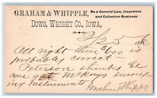 Dows Wright Co Iowa IA Iowa Falls IA Postal Graham & Whipple 1886 Posted Antique picture