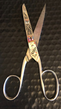 Tres Claveles Spain Toledo Gold Tone Enamel Sewing Embroidery Scissors 6.5IN picture
