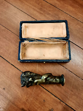 Antique 19th Century French Bronze Art Nouveau Wax Seal /Original Silk Lined Box picture