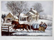 Winter morning in the country,Horse drawn sleigh,c1873,Currier & Ives photo picture