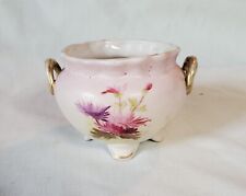Antique Ceramic Powder/Vanity Bowl Four Footed hand Painted w/Handles picture