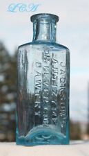 Antique JACKSON'S FEVER CURE embossed QUACK medicine bottle deep TURQUOISE COLOR picture