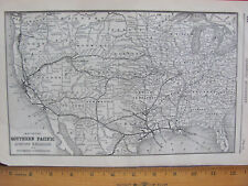 1890 SEPT SOUTHERN PACIFIC RAILROAD ORIGINAL SYSTEM MAP TEXAS ARIZONA CALIFORNIA picture