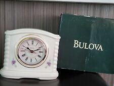 Bulova Porcelain Mantle Desk Clock Made in Taiwan in original box picture