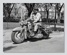 African American Man on Harley Davidson Motorcycle - Vintage 1940s Photo Reprint picture