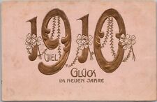 1910 German HAPPY NEW YEAR Postcard Large Numbers 