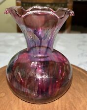 Vintage Rueven? Nouveau Art Glass 11” Translucent Hand Painted Watercolor Vase picture