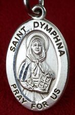 Carmelite Nun's Vintage St Dymphna Sterling Silver Catholic Rosary Medal Pendant picture